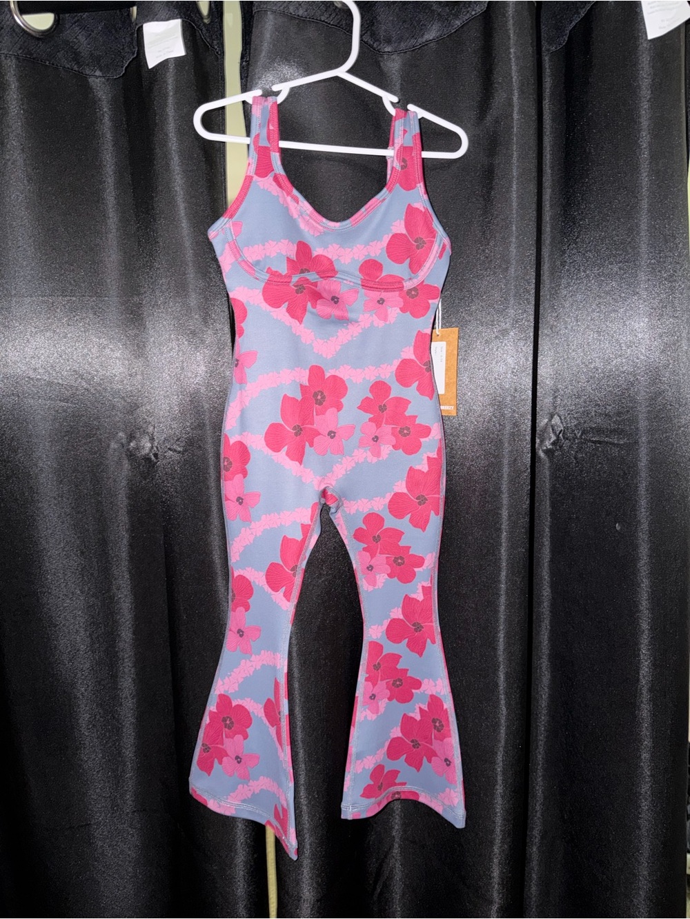 Girls Pink Floral Lavender Flared One-Piece Bodysuit